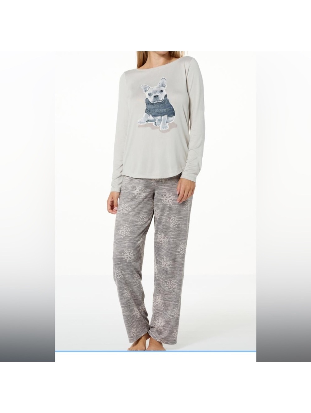 Hue Brushed Loose Knit PJ Set PJ221569 Silver Cloud Large